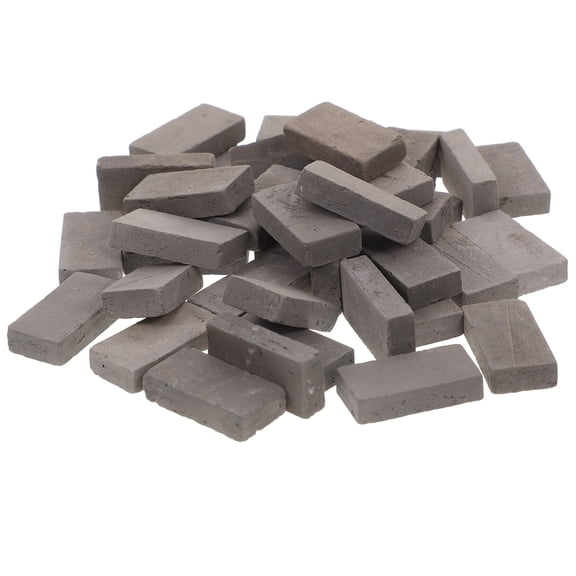 unbranded 40 Pcs Dollhouse Building Supplies DIY Construction Mini Cement Brick Dark Grey