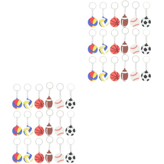 unbranded 40 pcs Sports Ball Key Rings Soccer Football Basketball Keychains School Carnival Rewards (Random Style)