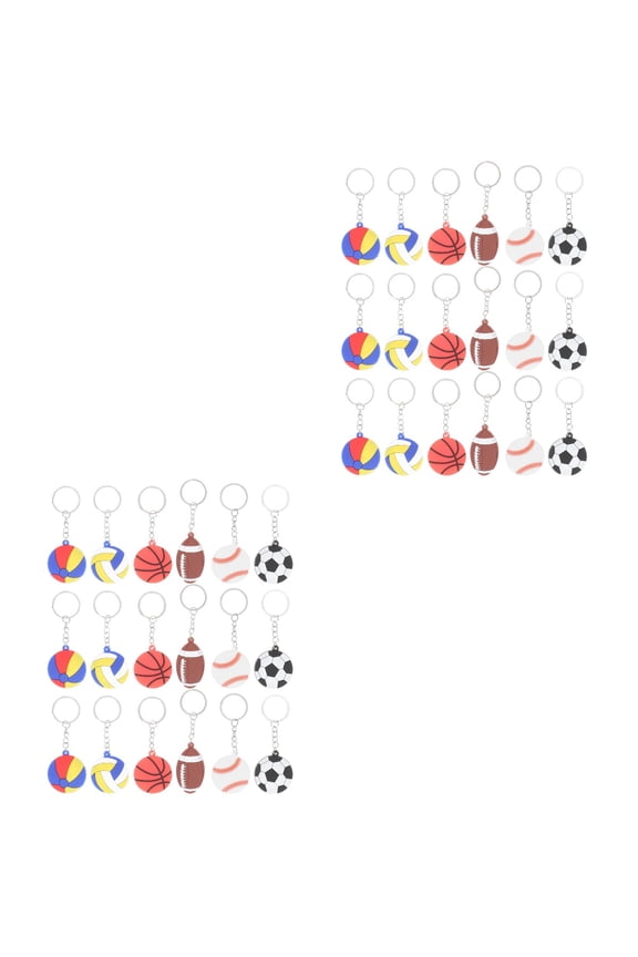 40 pcs Sports Keychains Set - Soccer, Football, Basketball Key for School, Carnival, Party Rewards - Random Styles