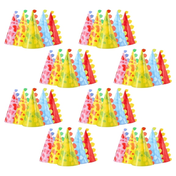 OUNONA 40pcs Funny Photo Booth Props Paper Cone Dinosaur Hats for Kids Birthday Parties