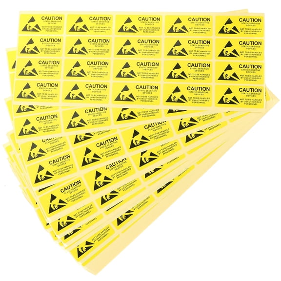 TEHAUX 450PCS Yellow Electricity Stickers 2.2x1in Synthetic Material Labels for School, Office, and Home Use
