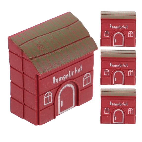 unbranded 4PCS Miniature Landscape Mini Cabin House Mini House Sand Table Plastic Miniature House Model for Display Collection and Home Decor