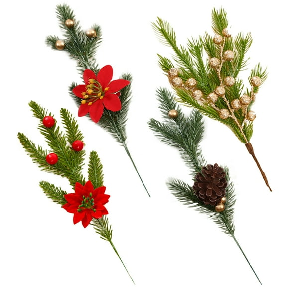 TEHAUX Decorative Pine Leaves Assorted Colors 4 Pieces Artificial Foliage for Home Decor and Crafts