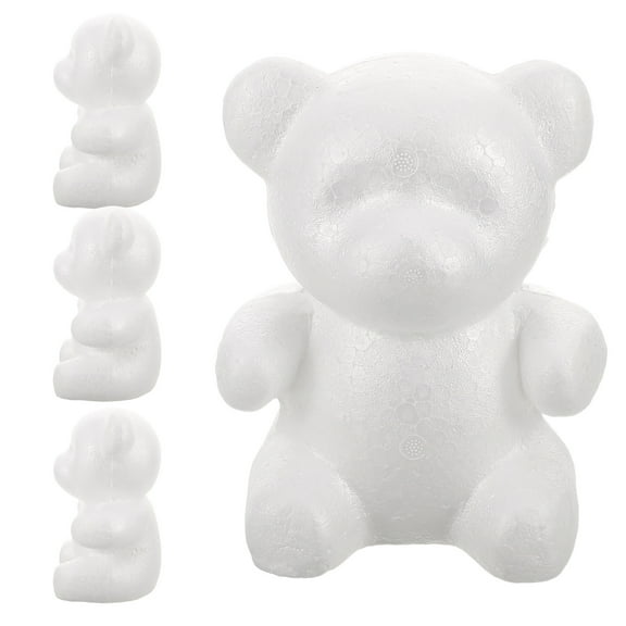 OULII 4Pcs Foam Bear Sculpture Kit White DIY Blank Mold for Creative Painting Decor