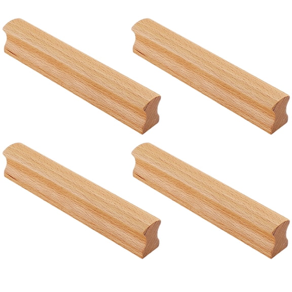 UPOUART 4-Pack Khaki Wood Drawer Pulls Rustic Smooth Cabinet Handles for Home Kitchen Furniture Decoration
