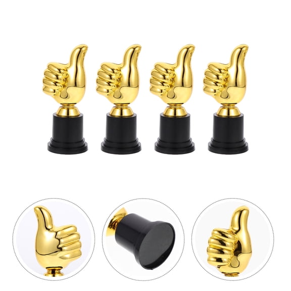 OUNONA 4Pcs Golden Plastic Trophy for Competition Reward and Home Desktop Decoration
