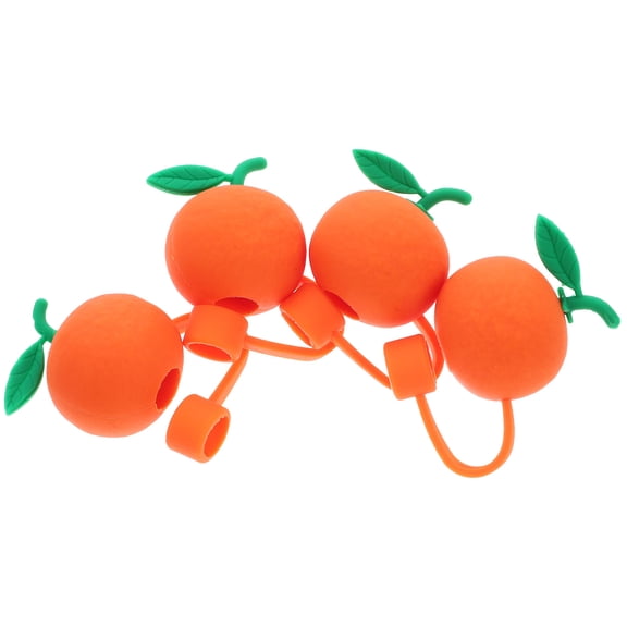 4-Piece Small Orange Shape Straw Covers Set - Reusable Straw Protectors for Picnic and Outdoor Use