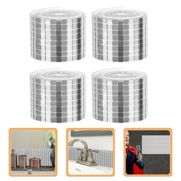 OULII 4Pcs Acrylic Mirror Tiles for Crafts Flat Back Peel and Stick Tiles
