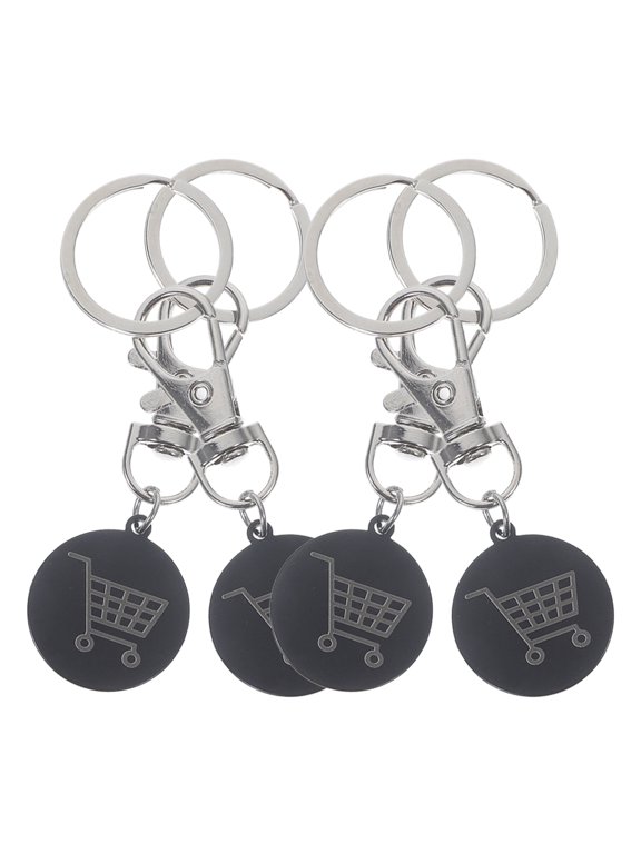 Portable Trolley Remover Keychain Black Durable Stainless Steel 4Pcs