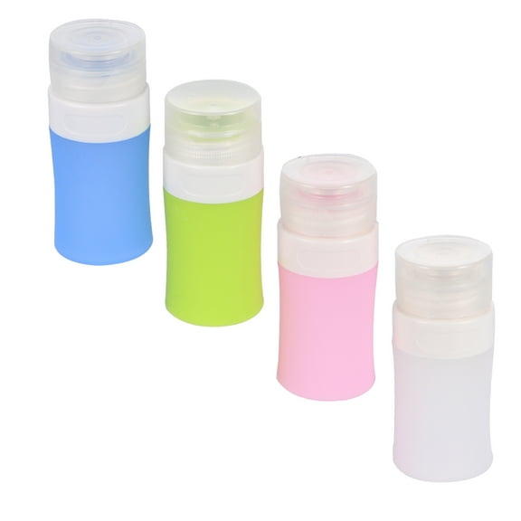 unbranded 4pcs 38ml Silicone Cosmetic Bottle Portable Cosmetic Blank Bottle Empty Travel Bottle (Pink, Green, White, Blue, 1pcs Each)