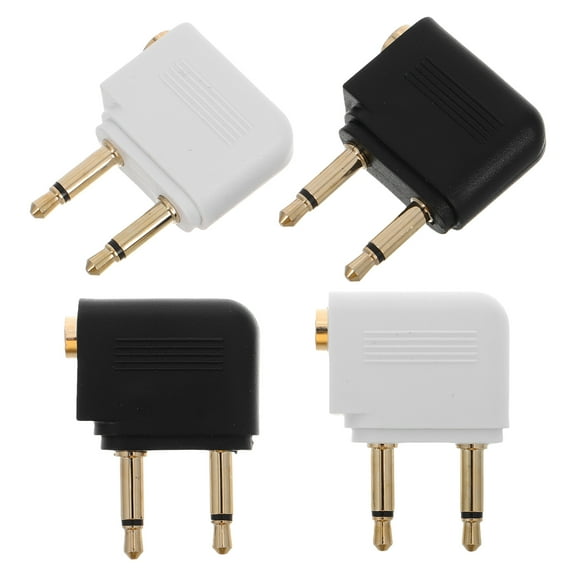 4pcs Gold Plated Airplane Headphone Adapter 3.5mm Dual Prong Audio Jack Converter for Travel