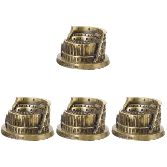 unbranded 4pcs Ancient Rome Architecture Figurine Metal Colosseum Model Desktop Rome Architecture Decor