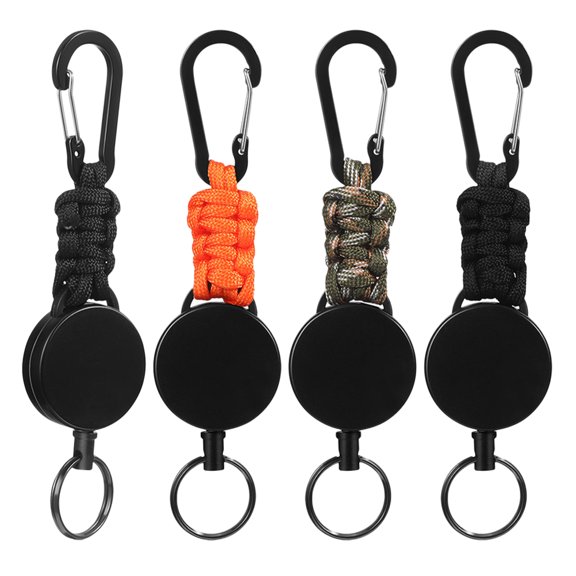 OUNONA 4-Pack Stylish Carabiner Keychain Reels for Outdoor Use, Convenient and Accessories for Keys and Gear