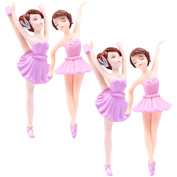 unbranded 4pcs Cupcake Topper Dancing Ballet Cupcake Topper Figure Ballet for Birthday Cake Party