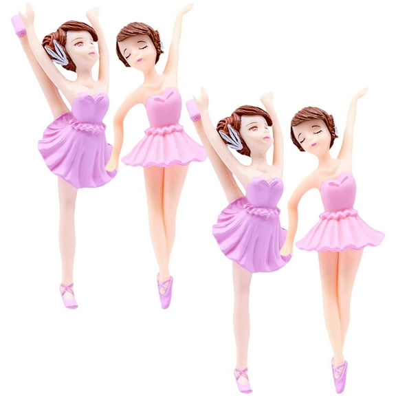 unbranded 4pcs Cupcake Topper Dancing Ballet Cupcake Topper Figure Ballet for Birthday Cake Party