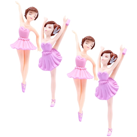 4pcs Ballerina Cupcake Toppers Dancing Girl Cake Decor Ballet Cake Ornament