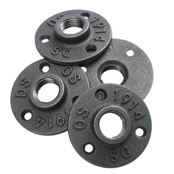 unbranded 4pcs Floor Flange Malleable Cast Iron Flange Industrial Flanges for DIY Project Furniture
