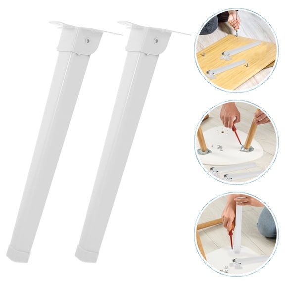 OUNONA Set of 4 White Adjustable Iron Furniture Legs, Folding Portable Support Frames for Tables, Sofas, Cabinets