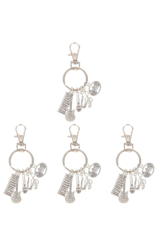 Set of 4 Metal Rock Music Keychains Pendant for Bag Charm Hanging Accessories