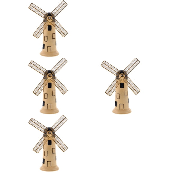 unbranded 4pcs Portable Simulated Windmill Model Desktop Mini Windmill Ornament Resin Windmill Craft