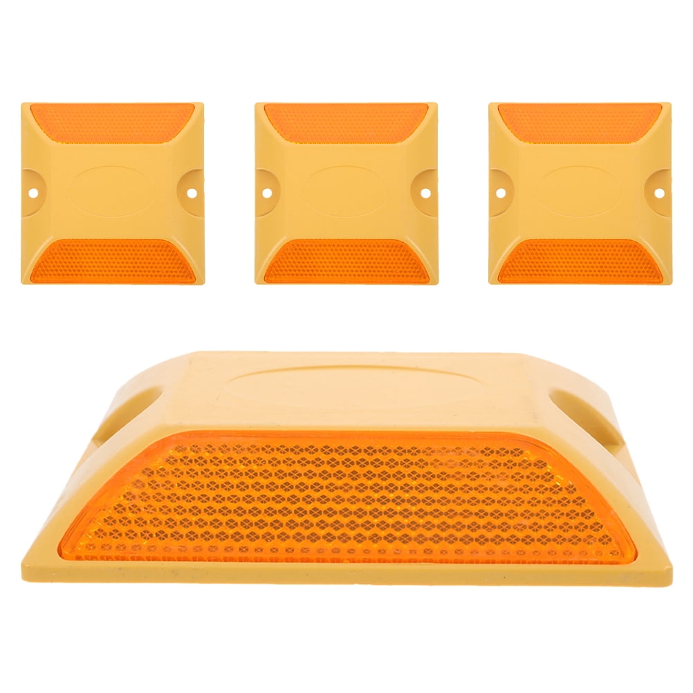 unbranded 4pcs Reflective Plastic Pavement Markers Dual-Sided Raised Road Studs For Highway Safety Durable High Visibility Reflectors For Driveway