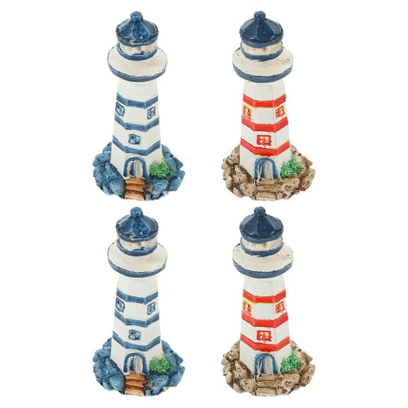 unbranded 4pcs Resin Mini Lighthouse Models For Ocean Theme Party Small-Scale Lighthouse Replicas For Nautical Decor