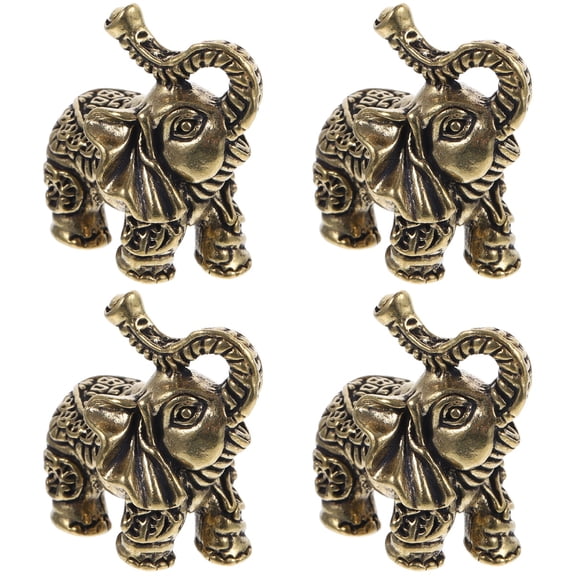 LITINKIMI Vintage Brass Elephant Decor Golden Elegant Tabletop Ornament 4Pcs