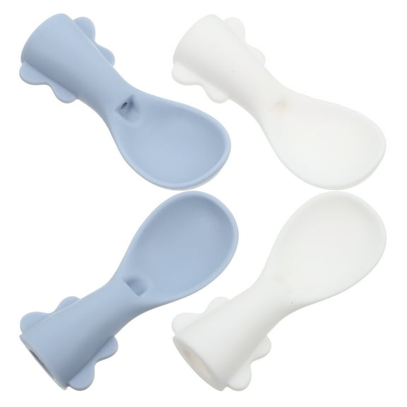 4pcs Silicone Baby Food Pouch Spoons Squeeze Attachments Infant Feeding Supplies Newborn Small Spoons