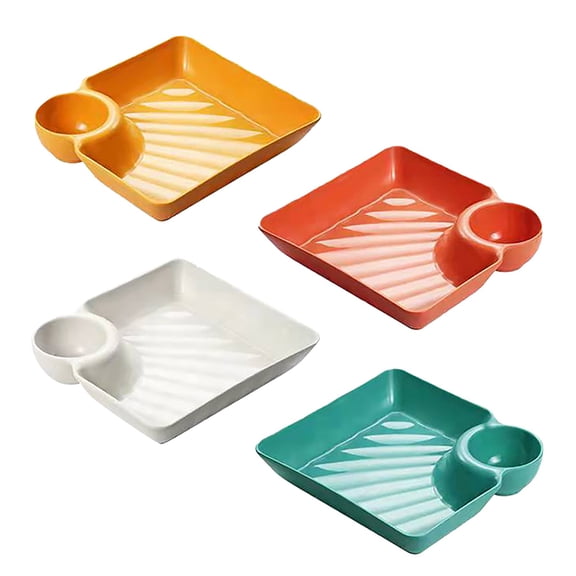 OULII 4Pcs PP Material Serving Plates in Assorted Colors for Home Parties