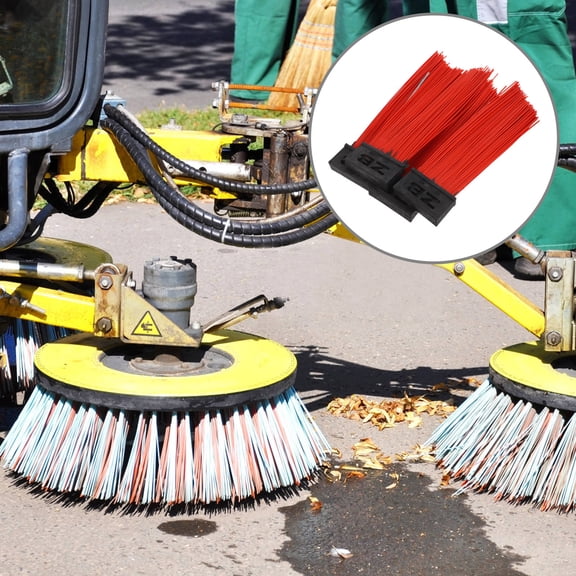 Hytrove 4-Pack Heavy Duty Outdoor Broom in Red, Replacement Brush for Sweeping Patios, Driveways, and Garage Floors