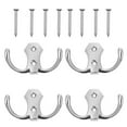 thumbnail image 1 of unbranded 4pcs Zinc Alloy Wall Mounted Hooks Double Coat and Hat Hanger (Silver), 1 of 1