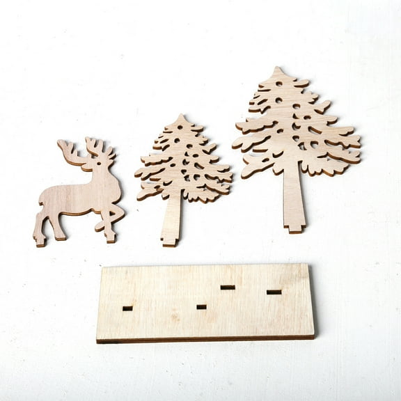 Milisten Home Decor Deer Statue Khaki Wooden Deer 1 Set 5.89X4.72X1.97in