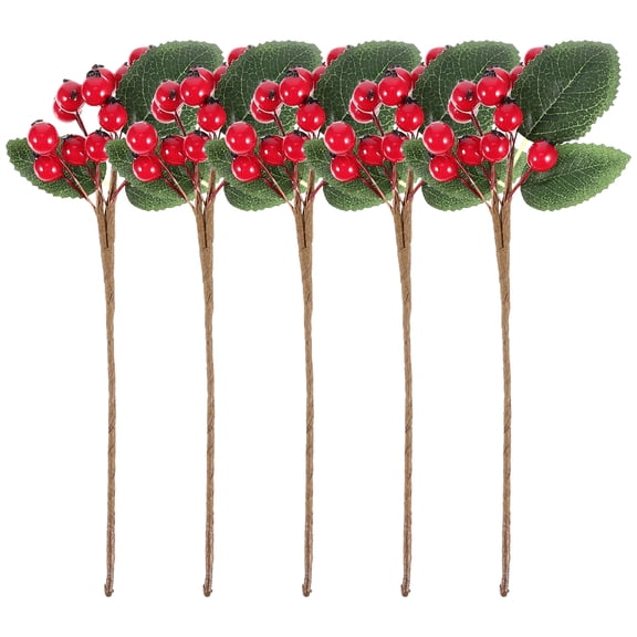 unbranded  5 Pcs Artificial Berry Stem Christmas Wreaths Decorations Grape Vines for Decorating Red