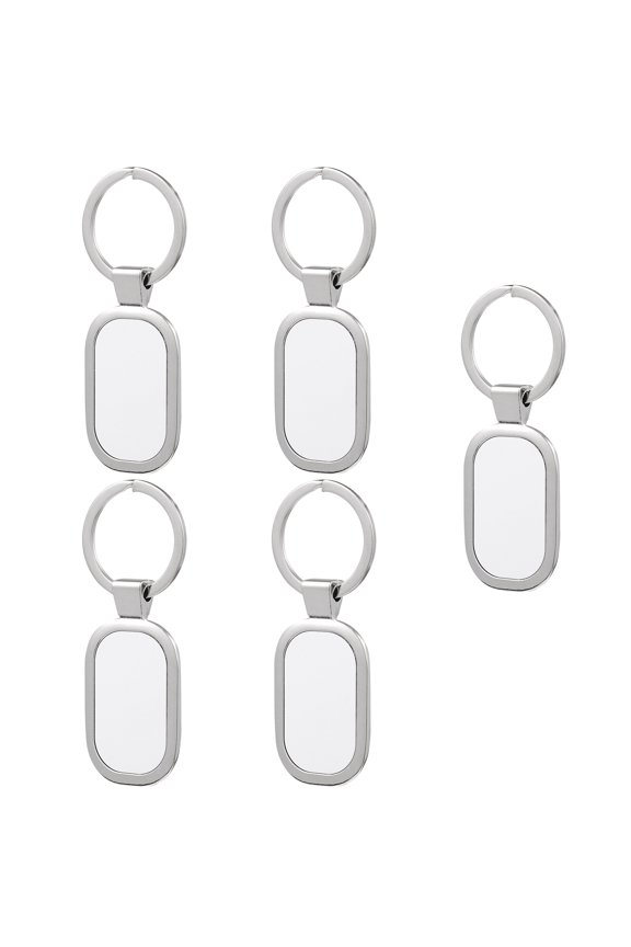 Double-Sided Blank Metal Keychain 5Pcs with Key Rings Heat Transfer DIY Key Ring for Present Making
