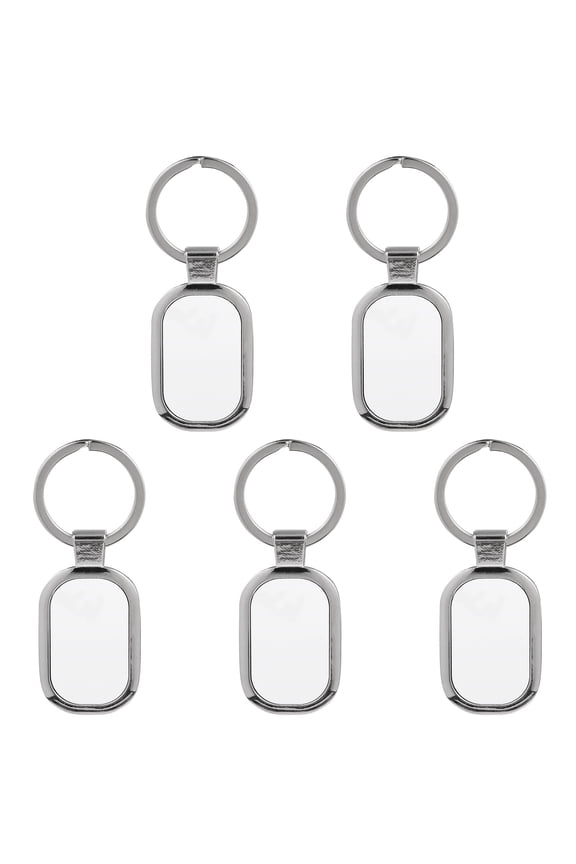 5 Pcs Metal Key Chain Double- Sided Blank Keychain Heat Transfer Man Silver