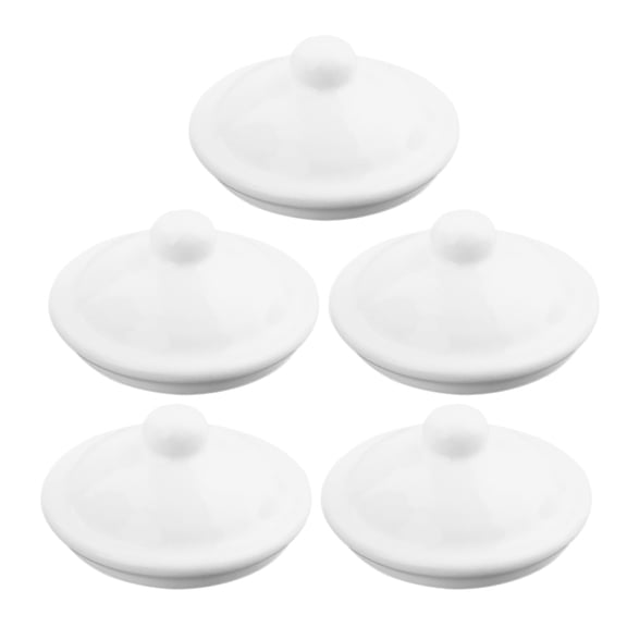DINHEAROM 5Pcs Enamel White Mug Covers Replacement Lid for Coffee Teacup Ceramic Cups Home Use