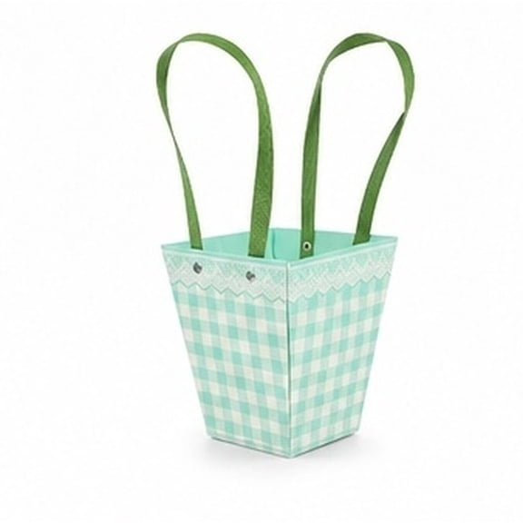 TAILTOSS 5Pcs Assorted Color Plaid Lace Flower Bouquet Bags with Durable Plastic Handle for Decor