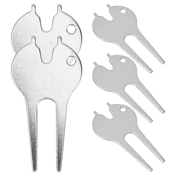 unbranded 5 Pcs Golf Ball Tool Divot Fork Mark Repair Fixer Marker Hat Clip Silver