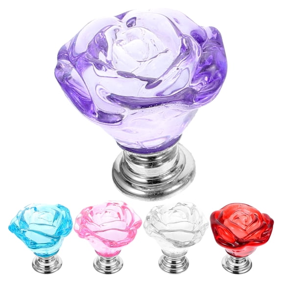 unbranded 5 Pcs Hardware Furniture Accessories Handles Glass Roses Drawer Cabinet Door Pulls
