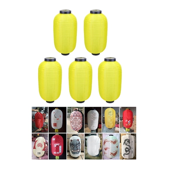 unbranded 5 Pcs Hanging Lantern Lanterns Silk Candle Tealight Holder Yellow
