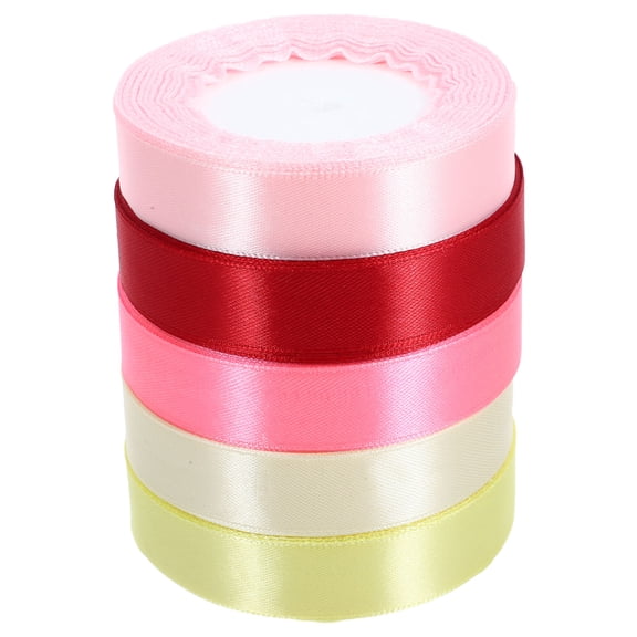 5 Rolls Wine Red Polyester Ribbon for Sewing, Crafting, and Decorations - Anti-Wear Ribbon for Projects