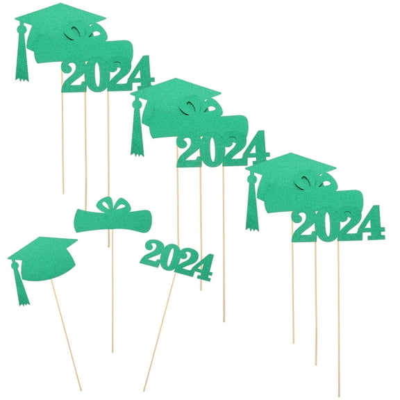 Graduation Party Decorations with Gold Hats as Photo Props for Tables and 5 Pieces