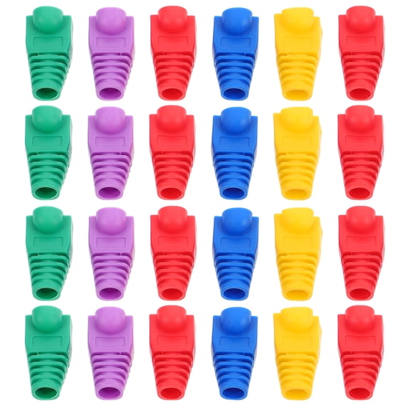 LITINKIMI 50-Pack Assorted Color PVC Cable Boot Covers Wire Protectors for Ethernet Ports and Connectors