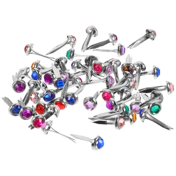 LOLIPPYY Assorted Multicolor Mini Metal Paper Brads, 50 Pieces for Crafting and Scrapbooking