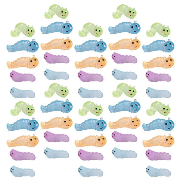 50Pcs Micro Landscape Worm Decorations Resin Glow In The Dark Simulation Worm Figures