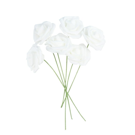 FONDOTIN White Foam Rose Flowers 50 Pcs Realistic Wedding Decorations for Party Centerpieces and Home Decor