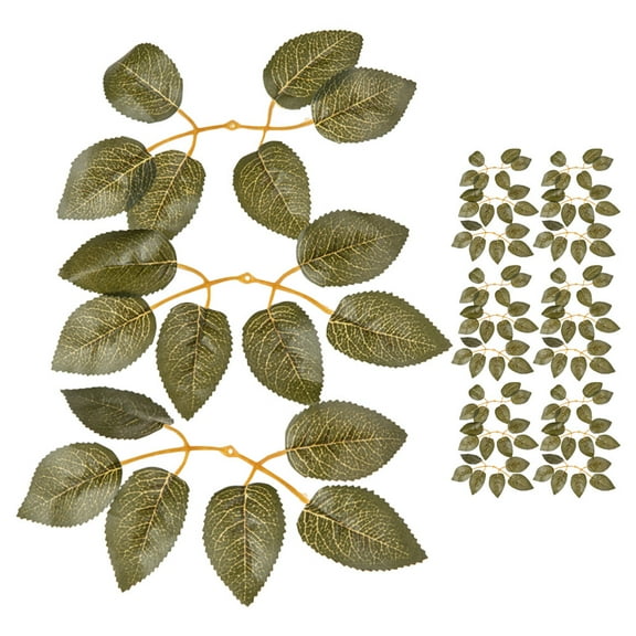 COSMOBETTY Artificial Green Leaves Brown Realistic 50Pcs 5.9X3.0X0.1In