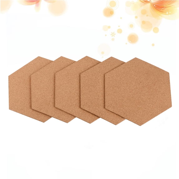 Set of 5 Hexagonal Rubber Cork Boards - Unbranded Hexagon Shape Bulletin Boards for Notes and Messages