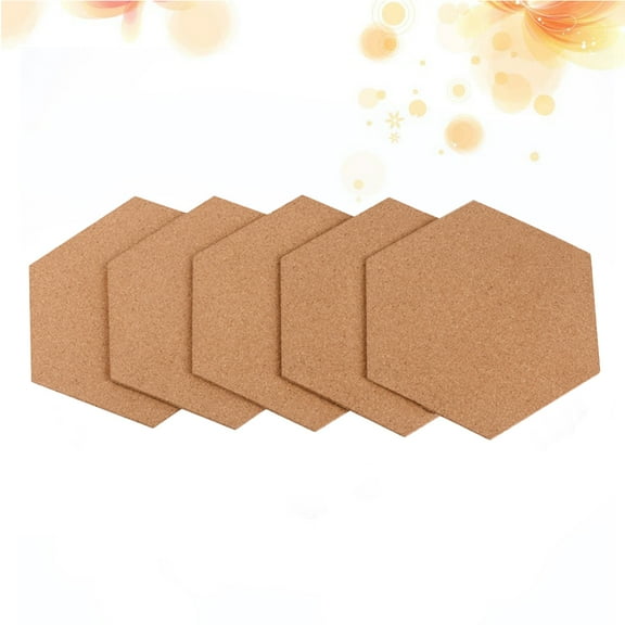 Set of 5 Hexagonal Rubber Cork Boards - Unbranded Hexagon Shape Bulletin Boards for Notes and Messages