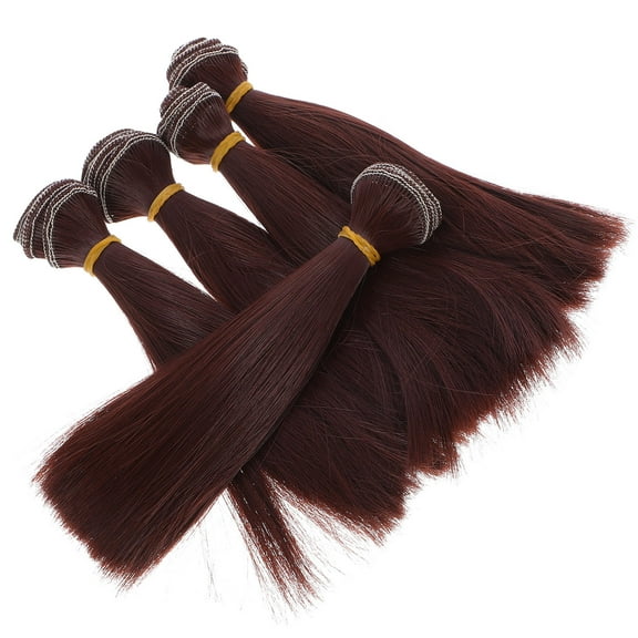 unbranded 5Pcs Red Brown Straight Doll Wigs Heat Resistant for Crafts and DIY Projects 5.9x1.2x0.8in